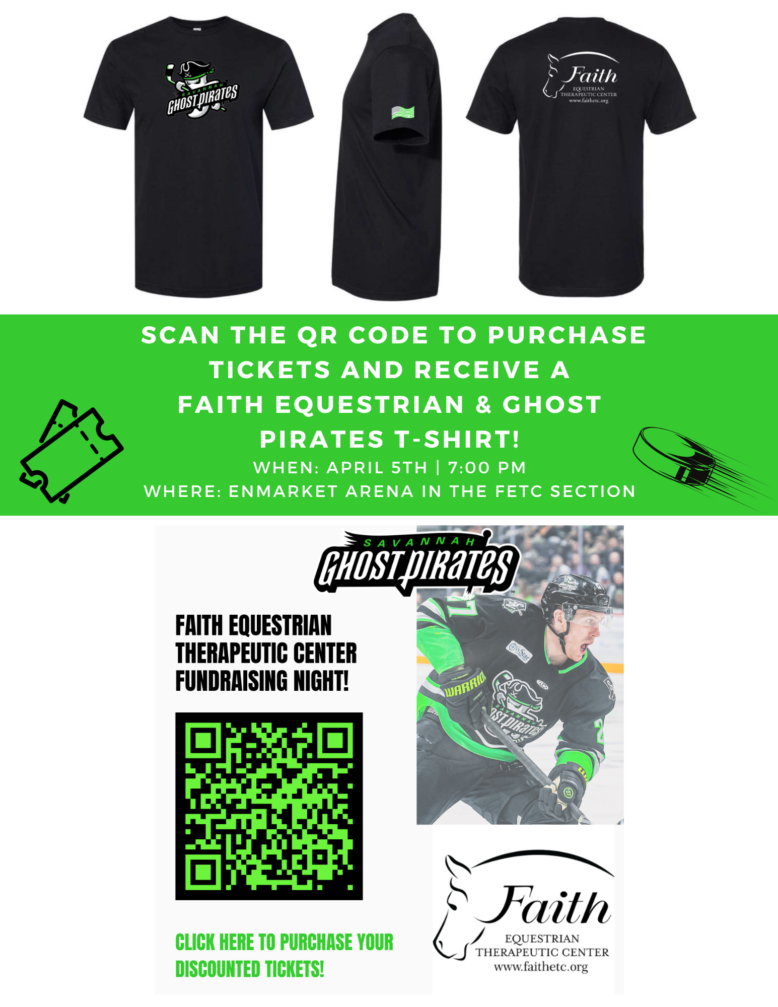 FETC Fundraising Night with the Ghost Pirates Flyer with link to purchase tickets
